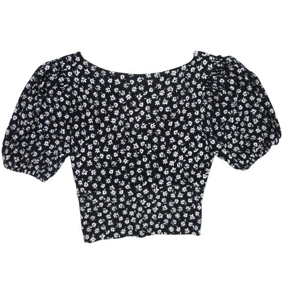 Free People Floral Puff Sleeve Crop Top Size XS - Picture 5 of 8